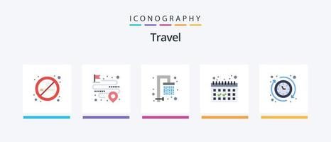 Travel Flat 5 Icon Pack Including the. clock. shower. around. dates. Creative Icons Design vector