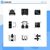 Set of 9 Vector Solid Glyphs on Grid for penalty handcuffs calendar swap column Editable Vector Design Elements