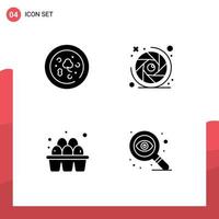 conjunto de glifos sólidos vectoriales en cuadrícula para pizza alimentos diseño de apertura de lente de cámara elementos de diseño vectorial editables vector