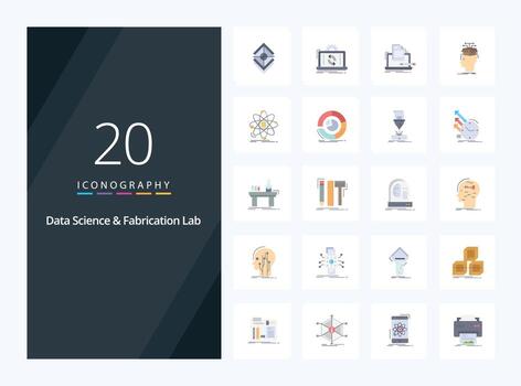 20 Data Science And Fabrication Lab Flat Color icon for presentation vector