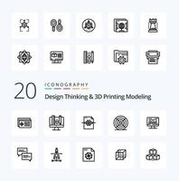 20 Design Thinking And D Printing Modeling Line icon Pack like static print file  printing film vector