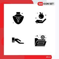 Pack of 4 Modern Solid Glyphs Signs and Symbols for Web Print Media such as diamond share necklace apple file Editable Vector Design Elements