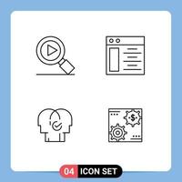 Line Pack of 4 Universal Symbols of research resources web business revenue Editable Vector Design Elements