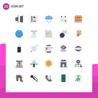 Flat Color Pack of 25 Universal Symbols of test lab rain day calender Editable Vector Design Elements