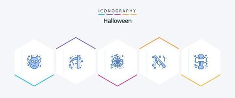 Halloween 25 Blue icon pack including crossed. bone. scary. knife. bloody vector