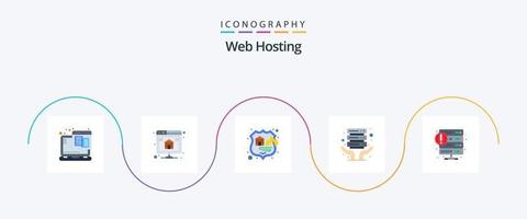 Web Hosting Flat 5 Icon Pack Including hosting. crash. firewall. shared. internet hosting vector