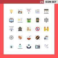 Mobile Interface Flat Color Set of 25 Pictograms of furniture home business estate tools Editable Vector Design Elements