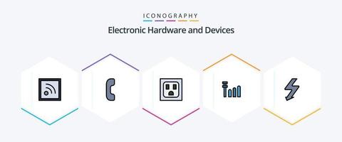 paquete de iconos de 25 dispositivos de línea completa que incluye . conexión. foto vector