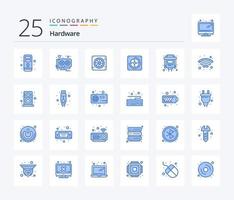 Hardware 25 Blue Color icon pack including vga. cable. cooler. fan. hardware vector