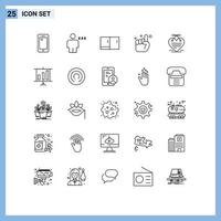 Mobile Interface Line Set of 25 Pictograms of belive pray human hand furniture Editable Vector Design Elements