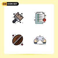 4 Creative Icons Modern Signs and Symbols of art coffee brush message game Editable Vector Design Elements