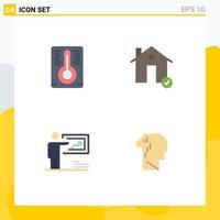 Pack of 4 creative Flat Icons of temperature strategy check house man Editable Vector Design Elements