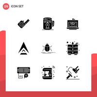 Modern Set of 9 Solid Glyphs Pictograph of crypto currency coin nodes ark cake Editable Vector Design Elements