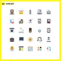 Set of 25 Modern UI Icons Symbols Signs for email pie news projector technology Editable Vector Design Elements