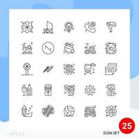 Line Pack of 25 Universal Symbols of paint emergency call bulb emergency call Editable Vector Design Elements