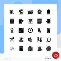 Editable Vector Line Pack of 25 Simple Solid Glyphs of local lend chat banking hardware Editable Vector Design Elements