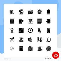 Editable Vector Line Pack of 25 Simple Solid Glyphs of local lend chat banking hardware Editable Vector Design Elements