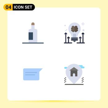 4 User Interface Flat Icon Pack of modern Signs and Symbols of bottle basic brain idea ui Editable Vector Design Elements