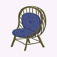 silla plana dibujada a mano y artículo para el hogar vector