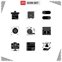 Pictogram Set of 9 Simple Solid Glyphs of tool measuring control western cultures Editable Vector Design Elements