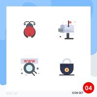 Set of 4 Modern UI Icons Symbols Signs for bug online spring life web Editable Vector Design Elements