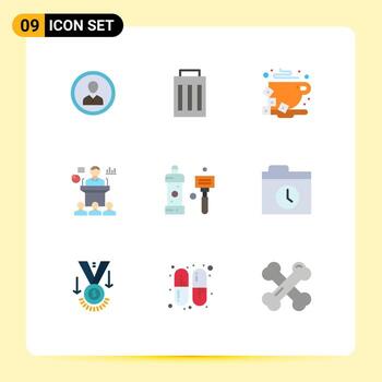 Group of 9 Modern Flat Colors Set for convention business interface bean coffee Editable Vector Design Elements