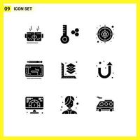 9 User Interface Solid Glyph Pack of modern Signs and Symbols of printing wacom crime tablet art Editable Vector Design Elements