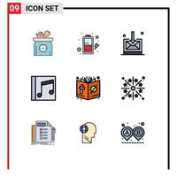 9 Creative Icons Modern Signs and Symbols of book songs business song media Editable Vector Design Elements