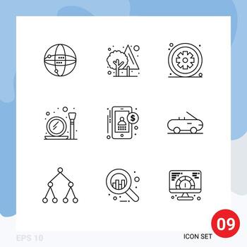 9 User Interface Outline Pack of modern Signs and Symbols of accountant mirror asterisk make medical Editable Vector Design Elements