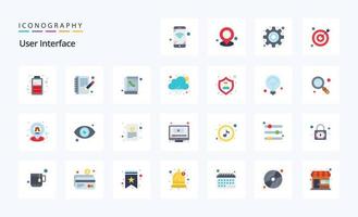 25 User Interface Flat color icon pack vector