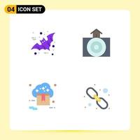 Set of 4 Modern UI Icons Symbols Signs for bat online scary nature store Editable Vector Design Elements