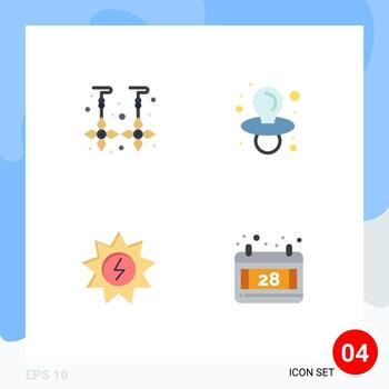 4 User Interface Flat Icon Pack of modern Signs and Symbols of drop energy gold nipple calendar Editable Vector Design Elements
