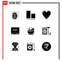 Set of 9 Modern UI Icons Symbols Signs for business medicine like medical formula Editable Vector Design Elements