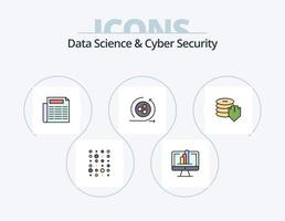 Data Science And Cyber Security Line Filled Icon Pack 5 Icon Design. data scince. pattren. predication. info. book vector