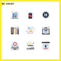 9 Universal Flat Colors Set for Web and Mobile Applications exam paper back to school medical history archive Editable Vector Design Elements