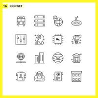 16 User Interface Outline Pack of modern Signs and Symbols of basic droop network water world Editable Vector Design Elements