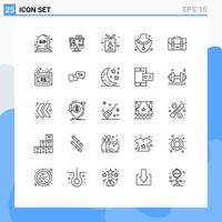 25 iconos creativos signos y símbolos modernos de la gema de la mochila en línea prensa de diamantes elementos de diseño vectorial editables vector