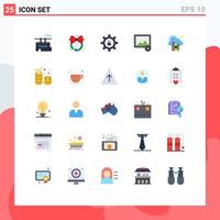 Modern Set of 25 Flat Colors Pictograph of coins dictionary security book photo Editable Vector Design Elements