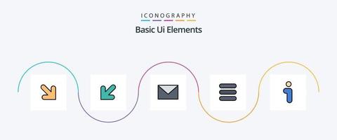 Basic Ui Elements Line Filled Flat 5 Icon Pack Including interface. info. massege. i. task vector