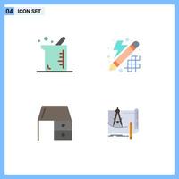 Stock Vector Icon Pack of 4 Line Signs and Symbols for bigger desk drawer chemistry innovation office desk Editable Vector Design Elements