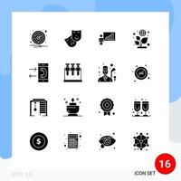 Set of 16 Modern UI Icons Symbols Signs for contact call business green earth Editable Vector Design Elements