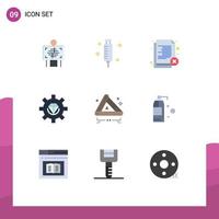 Mobile Interface Flat Color Set of 9 Pictograms of programming development delete develop reject Editable Vector Design Elements