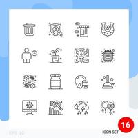 16 Creative Icons Modern Signs and Symbols of avatar horseshoe encryption golden healthcare Editable Vector Design Elements