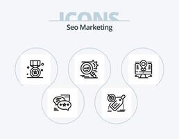 Seo Marketing Line Icon Pack 5 Icon Design. light. idea. globe. pin. location vector