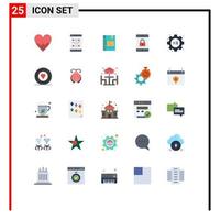 25 User Interface Flat Color Pack of modern Signs and Symbols of lock reading smartphone notebook favorite Editable Vector Design Elements