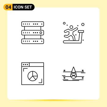 4 Line concept for Websites Mobile and Apps database graph storage sports marketing Editable Vector Design Elements