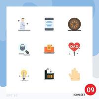 Pack of 9 creative Flat Colors of internet research user search kitchen Editable Vector Design Elements