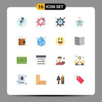 16 Universal Flat Colors Set for Web and Mobile Applications online woman break people process Editable Pack of Creative Vector Design Elements