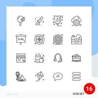 User Interface Pack of 16 Basic Outlines of experiment off healthcare cloud close Editable Vector Design Elements