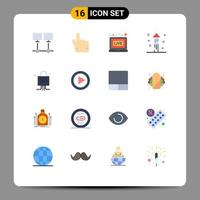 Group of 16 Flat Colors Signs and Symbols for technology locked broadcasting lock halloween Editable Pack of Creative Vector Design Elements